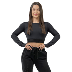 NEBBIA Női hosszú ujjú crop top Nebbia INTENSE Perform 839 fekete L