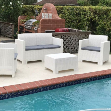  NEBRASKA 4 személyes, fehér rattan szett kerti bútor