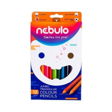 Nebulo Színes ceruza készlet, háromszögletű, jumbo, NEBULO, 12 különböző szín színes ceruza