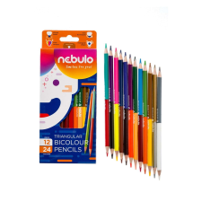 Nebulo Színes ceruza, kétvégű, háromszög, Nebulo 12/24 színes, színes ceruza