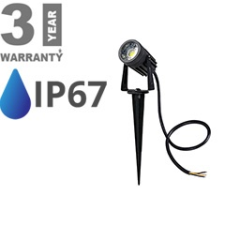 Nedes Leszúrható LED reflektorlámpa, fekete (3W) természetes fehér  IP67 kültéri világítás