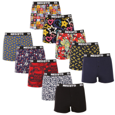 Nedeto 10PACK férfi bő szárú boxeralsó Nedeto többszínű (10NGV01) 3XL férfi alsó