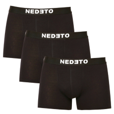 Nedeto 3PACK Férfi boxeralsó Nedeto fekete (3NB001b) 3XL