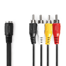 Nedis CAGL20475BK02 Din-5 anya - 4x RCA apa Kábel (0.2m) (CAGL20475BK02) kábel és adapter