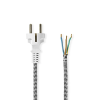 Nedis CEGL11930WT 230V Hálózati tápkábel 3m - Fekete/Fehér