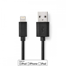 Nedis Lightning Kábel | USB 2.0 | Apple Lightning, 8 Pólusú | USB-A Dugasz | 480 Mbps | Nikkelezett | 1.00 m | Kerek | PVC | Fekete | Doboz kábel és adapter