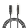 Nedis Nedis XLR audiokábel | XLR 3 Tűs Dugasz - 3,5 mm-es Dugasz | 3,0 m | Szürke