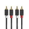 Nedis RCA Dugasz x2, RCA Dugasz x2, aranyozott, antracit, sztereó audiokábel,1m (CABW24200AT10) (CABW24200AT10)