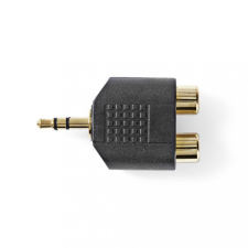 Nedis sztereó audio adapter, 3.5 mm Dugasz, RCA Aljzat x2, aranyozott, ABS, fekete, 10db (CAGP22940BKG) kábel és adapter
