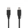 Nedis USB kábel | USB 2.0 | USB-A Dugasz | USB Mini-B 5 Érintkezős Dugasz | 480 Mbps | Nikkelezett | 3.00 m | Kerek | PVC | Fekete | Label