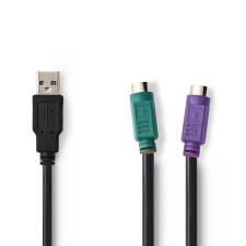Nedis USB - PS/2 adapterkábel 30 cm fekete  (CCGP60830BK03) (CCGP60830BK03) kábel és adapter