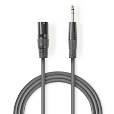 Nedis XLR 3-Tűs Dugasz, 6.35 mm Dugasz, PVC, nikkelezett, szimmetrikus audió kábel , 3m, sötét szürke (COTH15100GY30) (COTH15100GY30) kábel és adapter