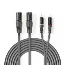 Nedis XLR 3-tűs Dugasz x2, RCA Dugasz x2, PVC, nikkelezett,szimmetrikus audió kábel, 1.5m, sötét szürke (COTH15210GY15) kábel és adapter