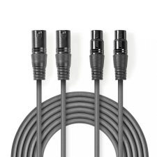 Nedis XLR 3-tűs Dugasz x2, XLR 3-Pin Aljzat x2, PVC, nikkelezett, szimmetrikus audió kábel, 1.5m, sötét szürke (COTH15030GY15) kábel és adapter