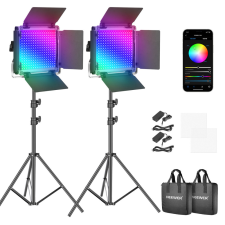 Neewer 2x 660-RGB-LED Videó-Lámpa Set (3200-5600K 50W 14.000Lux) - 2db Kit Állvánnyal stúdió lámpa