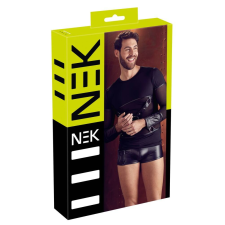NEK - keresztpántos hosszúujjú férfi felső (fekete) egyéb erotikus kiegészítők férfiaknak