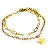  Nemesacél csillag charmos dupla karkötő, arany színű