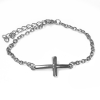  Nemesacél kereszt díszes rozsdamentes acél karkötő, ezüst színű