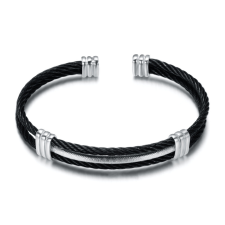 Nemesacél sodronyos karkötő whitegold-black karkötő