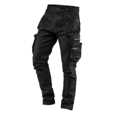 Neo Farmer Munkásnadrág, DENIM, fekete, cipzáros oldalzsebekkel, 98% pamut, 410 g/m2, XXL