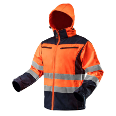 Neo Jól látható softshell kabát kapucnival, narancssárga, XXXL méret