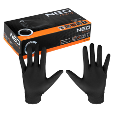 Neo Tools Munkakesztyű, perforált nitril, fekete, 100db, L (97-691-L)