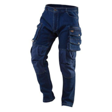 Neo Tools Munkanadrág, farmer, DENIM, 98% pamut, térdvédő betét zsebbel, gombos oldalzsebekkel, 255 g/m2, XXXL (81-228-XXXL)