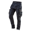 Neo Tools Munkanadrág, farmer, DENIM, cipzáros oldalzsebekkel, 98% pamut, 410 g/m2, M (81-229-M)