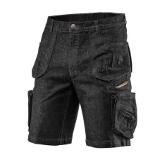 Neo Tools Rövidnadrág, farmer, DENIM, fekete, cipzáros oldalzsebekkel, 98% pamut, 410g/m2, XXL (81-273-XXL)