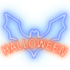 Neon plexi LED lámpa, Halloween, falra akasztható, kék-piros, Neolia NNE17 világítási kellék