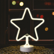  Neonfényű csillag ablakdísz meleg fehér színben, vezeték nélküli, 31cm karácsonyi ablakdekoráció