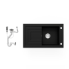 Nero Gránit mosogató NERO Cortina + dugóemelő (fekete matt)