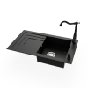 Nero Gránit mosogató NERO Cortina + Vintage csaptelep + adagoló (fekete matt)