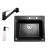 Nero Gránit mosogató NERO Italia + kihúzható Shower csaptelep + Adagoló (Fekete)