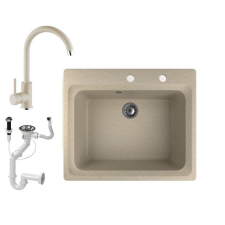 Nero Gránit mosogató NERO Italia + magasított csaptelep + dugóemelő (bézs) mosogatótálca