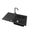 Nero Gránit mosogató NERO Malta + Steel csaptelep + dugóemelő (fekete)