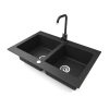 Nero Gránit mosogatótálca NERO Verso + Steel csaptelep (fekete)