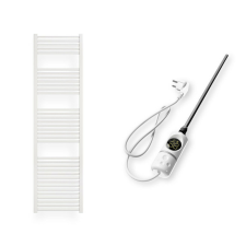 Nero Italia Törölközőszárító Radiátor - 50x180 cm, Elektromos Fűtőpatronnal, Fehér fűtőtest, radiátor