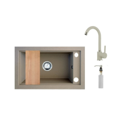 Nero Panama P686-427B Gránit Mosogató + Csap + Adagoló + Deszka + Szifon (bézs) mosogatótálca