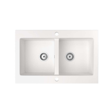 Nero Verso - Két Medencés Gránit Mosogató - Fehér - 75 cm mosogatótálca