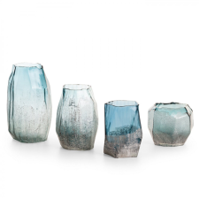  Nessa üveg váza Kék/ezüst 13x13x18 cm dekoráció