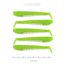 Nevis Impulse Shad 7.5cm 5db/cs FluoZöld Flitter 2x horgászkiegészítő