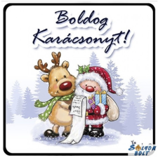 Nevlini Karácsonyi hűtőmágnes, Mikulás és rénszarvas ajándéktárgy