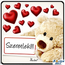 Nevlini Szerelmes hűtőmágnes, maci táblával, szeretlek hűtőmágnes