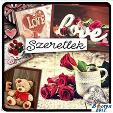 Nevlini Szerelmes hűtőmágnes, szeretlek, love, maci, rózsák hűtőmágnes