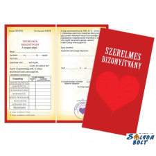 Nevlini Vicces bizonyítvány, Szerelmes bizonyítvány ajándéktárgy