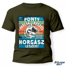Nevlini vicces póló több színben, ponty harcsa keszeg ajándéktárgy