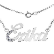  Névmedál nyaklánccal, ezüst ékszer választható névvel ( Erika 45 cm ) nyaklánc