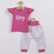 NEW BABY 2-részes pamut együttes New Baby Happy Flower sötét rózsaszín