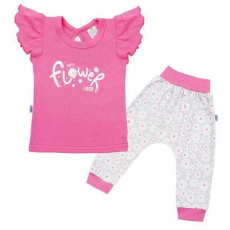 NEW BABY 2-részes pamut együttes New Baby Happy Flower sötét rózsaszín 3-6 hó (68 cm)